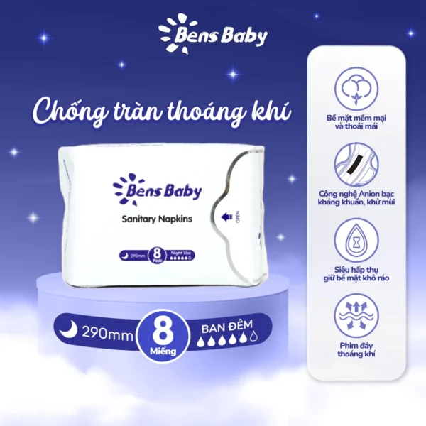 [BENS BABY] Băng Vệ Sinh 121 Miếng 10 gói 4 Ban Ngày, 3 Hằng Ngày, 2 Đêm, 1 Đêm Tăng Độ Dài - Hình ảnh 2