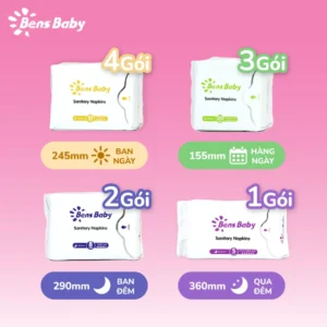 [BENS BABY] Băng Vệ Sinh 121 Miếng 10 gói 4 Ban Ngày, 3 Hằng Ngày, 2 Đêm, 1 Đêm Tăng Độ Dài