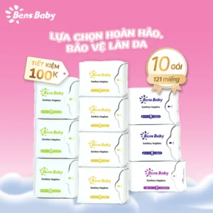 Combo 10 Gói Băng Vệ Sinh: 4 Ban Ngày, 3 Hằng Ngày, 2 Đêm, 1 Đêm Tăng Độ Dài (Tổng 121 Miếng)