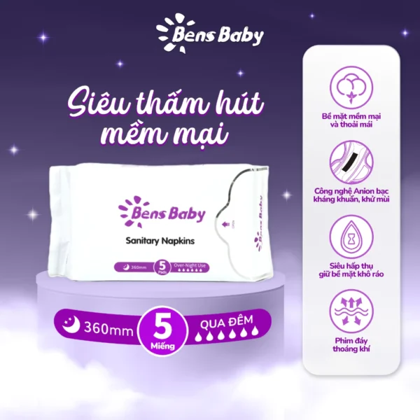 [BENS BABY] Băng Vệ Sinh 121 Miếng 10 gói 4 Ban Ngày, 3 Hằng Ngày, 2 Đêm, 1 Đêm Tăng Độ Dài - Hình ảnh 3