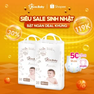 Gói 50 Miếng Bỉm Tã Quần Bens Baby Cho Bé Đa Kích Cỡ M, L, XL, XXL Siêu Mỏng Thấm Hút Thoáng Mát
